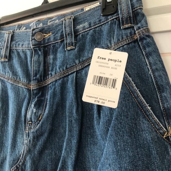 FREE PEOPLE We The Free Sidecar Blue Denim Mini Skirt Sz 28 NEW - Picture 3 of 7